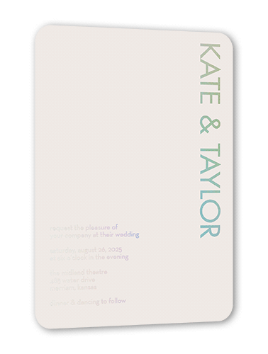 Softly Together Wedding Invitation, Iridescent Foil, Grey, 5x7, Matte, Personalized Foil Cardstock, Rounded