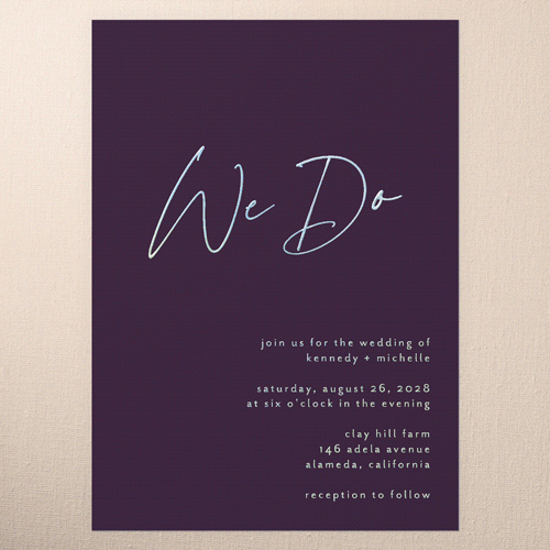 Regal We Do Wedding Invitation, Iridescent Foil, Purple, 5x7, Matte, Personalized Foil Cardstock, Square