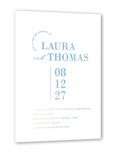 Adorned Accent Wedding Invitation, Iridescent Foil, White, 5x7, Matte, Personalized Foil Cardstock, Square, White
