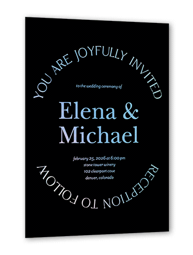 Luminous Cycle Wedding Invitation, Iridescent Foil, Black, 5x7, Matte, Personalized Foil Cardstock, Square, Black