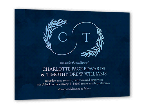 Reflective Rings Wedding Invitation, Blue, Iridescent Foil, 5x7, Matte, Personalized Foil Cardstock, Square, Navy