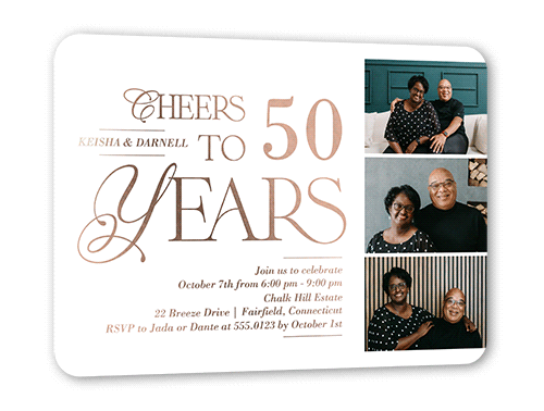 Elegant Rose Gold Anniversary Invitations