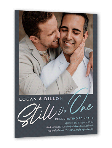 Still The One Wedding Anniversary Invitation, Iridescent Foil, Gray, 5x7, Matte, Personalized Foil Cardstock, Square