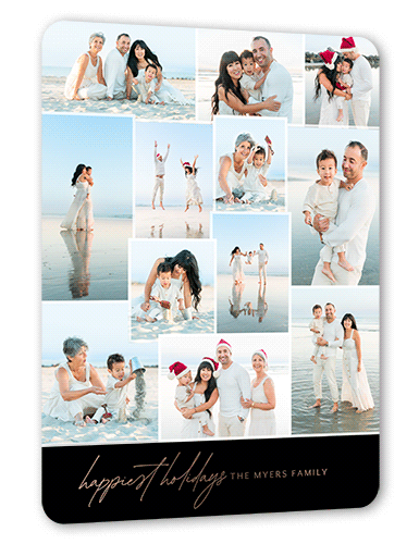 Stunning Photos Holiday Card, Rose Gold Foil, Black, 6x8, Holiday, Matte, Personalized Foil Cardstock, Rounded