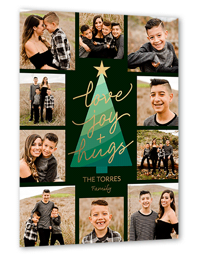 Striped Tree Holiday Card, Gold Foil, Black, 6x8, Holiday, Matte, Personalized Foil Cardstock, Square