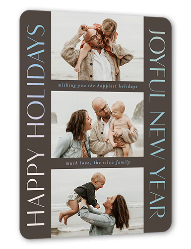Traditional Type Holiday Card, Iridescent Foil, Grey, 6x8, Holiday, Matte, Personalized Foil Cardstock, Rounded