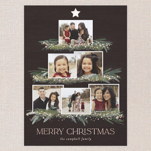 Together Tree Holiday Card, Brown, Rose Gold Foil, 6x8, Christmas, Matte, Personalized Foil Cardstock, Square, Brown