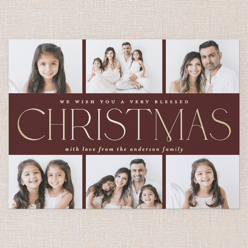 Elegant Middle Holiday Card, Gold Foil, Red, 6x8, Religious, Matte, Personalized Foil Cardstock, Square, Red