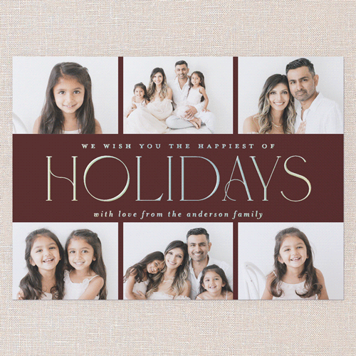 Elegant Middle Holiday Card, Red, Iridescent Foil, 6x8, Holiday, Matte, Personalized Foil Cardstock, Square, Red