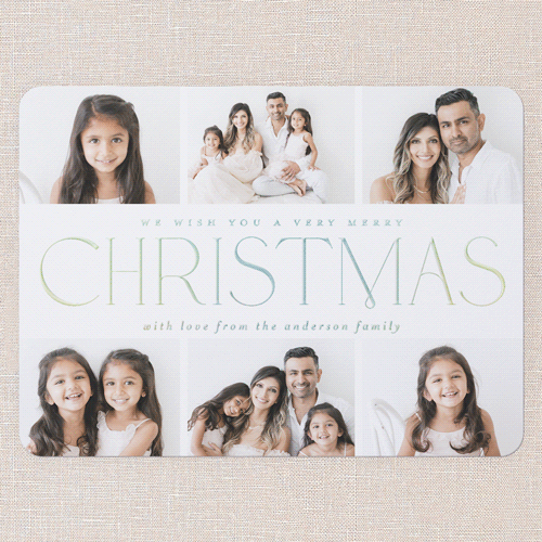 Elegant Middle Holiday Card, White, Iridescent Foil, 6x8, Christmas, Matte, Personalized Foil Cardstock, Rounded, White