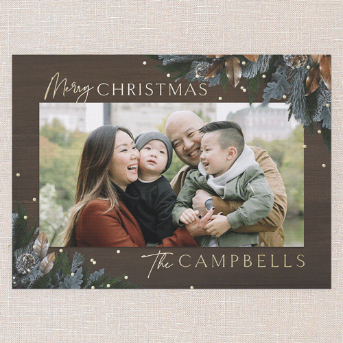 Mixed Metallic Marvel Holiday Card, Brown, Gold Foil, 6x8, Christmas, Matte, Personalized Foil Cardstock, Square, Dark Chocolate