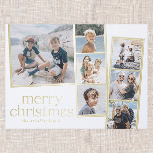 Photo Slides Holiday Card, White, Gold Foil, 6x8, Christmas, Matte, Personalized Foil Cardstock, Square, White