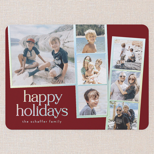Photo Slides Holiday Card, Red, Iridescent Foil, 6x8, Holiday, Matte, Personalized Foil Cardstock, Rounded, Red