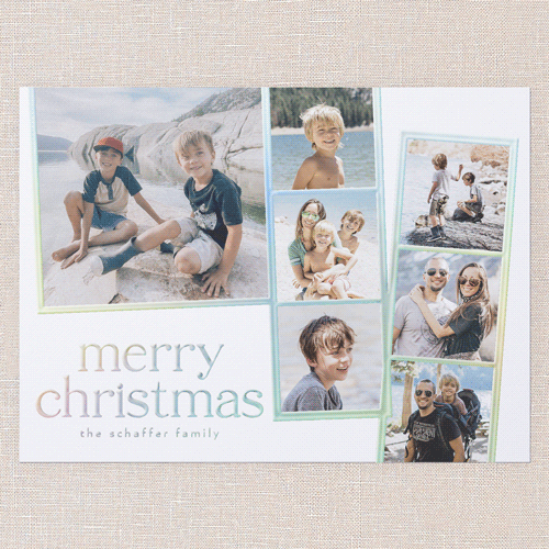 Photo Slides Holiday Card, White, Iridescent Foil, 6x8, Christmas, Matte, Personalized Foil Cardstock, Square, White