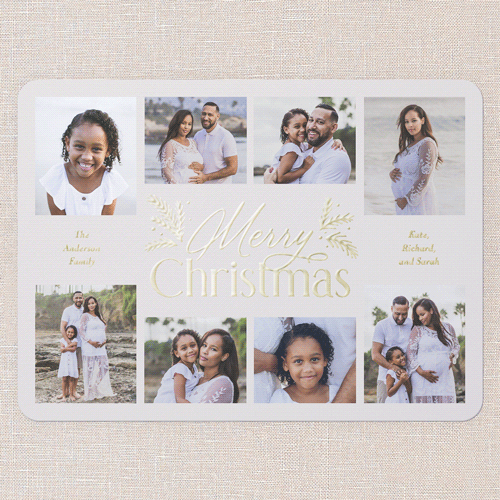 Botanical Touch Holiday Card, Beige, Gold Foil, 6x8, Christmas, Matte, Personalized Foil Cardstock, Rounded, Cream