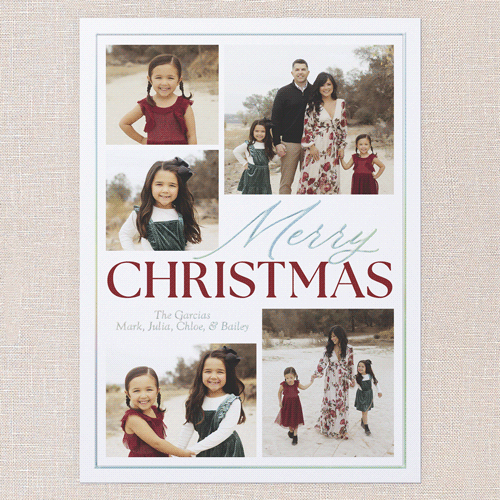 Classic Yuletide Holiday Card, White, Iridescent Foil, 6x8, Christmas, Matte, Personalized Foil Cardstock, Square, White