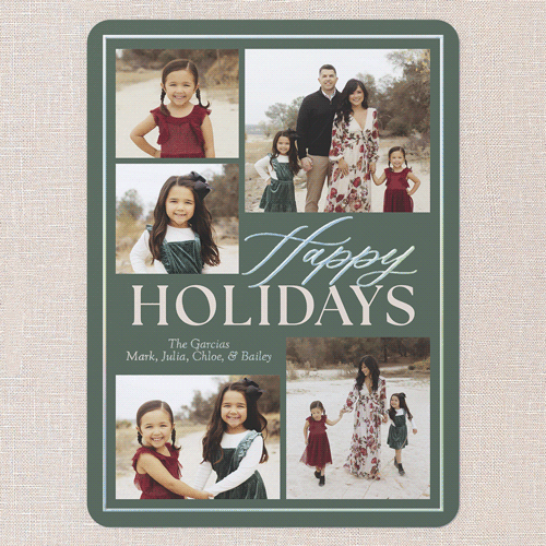 Classic Yuletide Holiday Card, Green, Iridescent Foil, 6x8, Holiday, Matte, Personalized Foil Cardstock, Rounded, Green