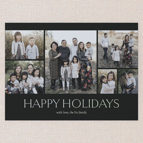 Timeless Gathering Holiday Card, Iridescent Foil, Black, 6x8, Holiday, Matte, Personalized Foil Cardstock, Square, Black