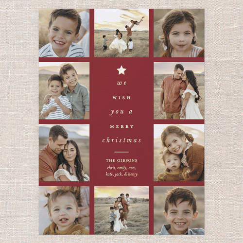 Tree Words Christmas Card, Gold Foil, Red, 6x8, Christmas, Matte, Personalized Foil Cardstock, Square, Red