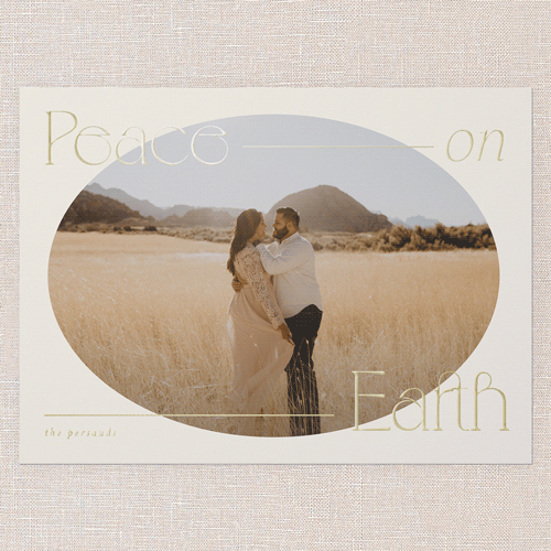 Plentiful Peace Religious Christmas Card, Beige, Gold Foil, 6x8, Religious, Matte, Personalized Foil Cardstock, Square, Antique White