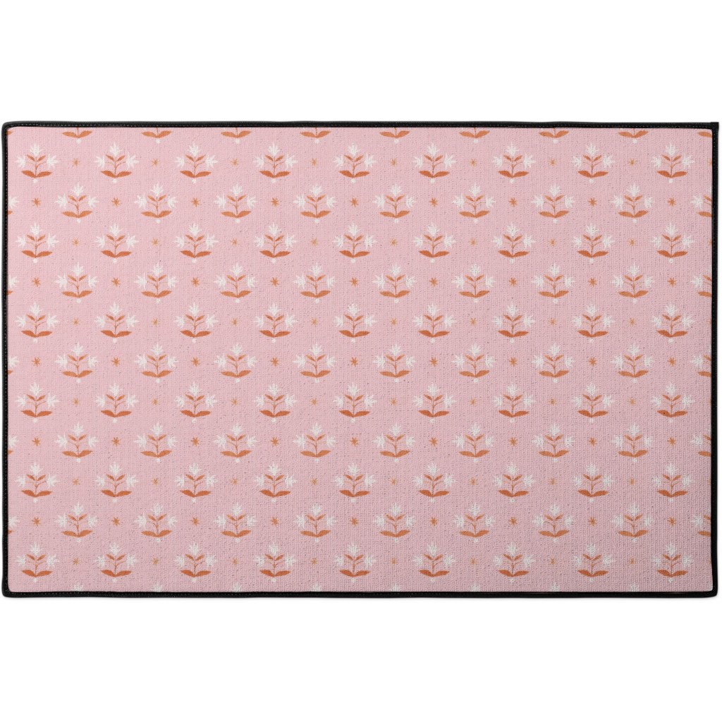 Thistle Stars - Pink and Orange Door Mat, Pink