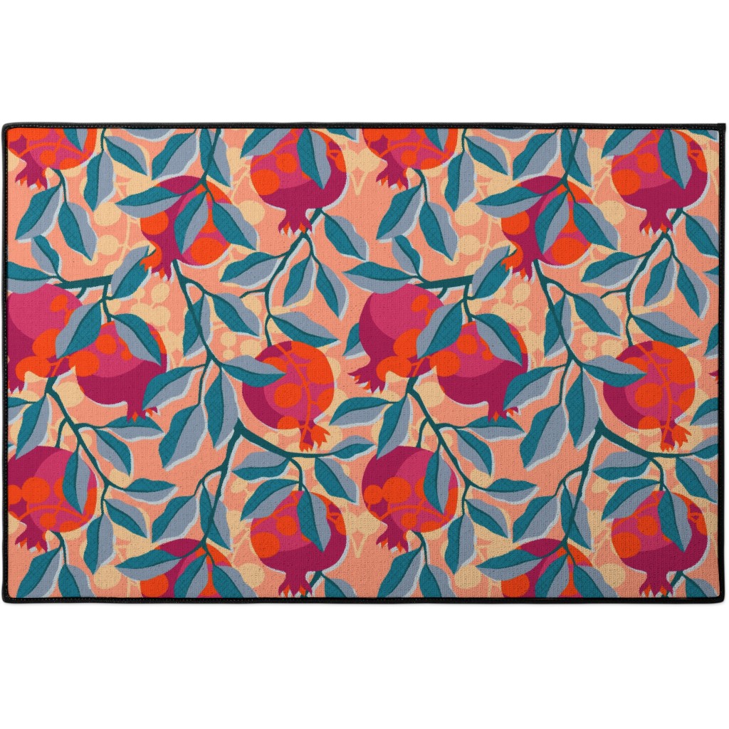 Retro Pomegranate - Multi Door Mat, Multicolor