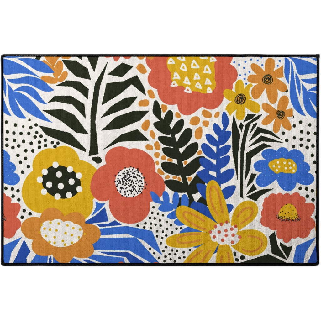 Papercut Flowers - Multi Door Mat, Multicolor