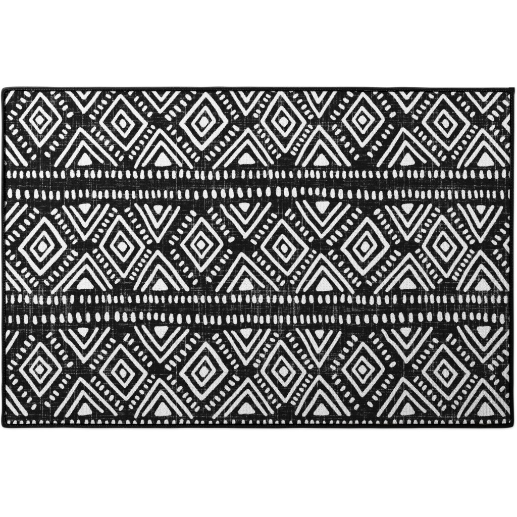 Abstract Diamond Door Mat, Blue
