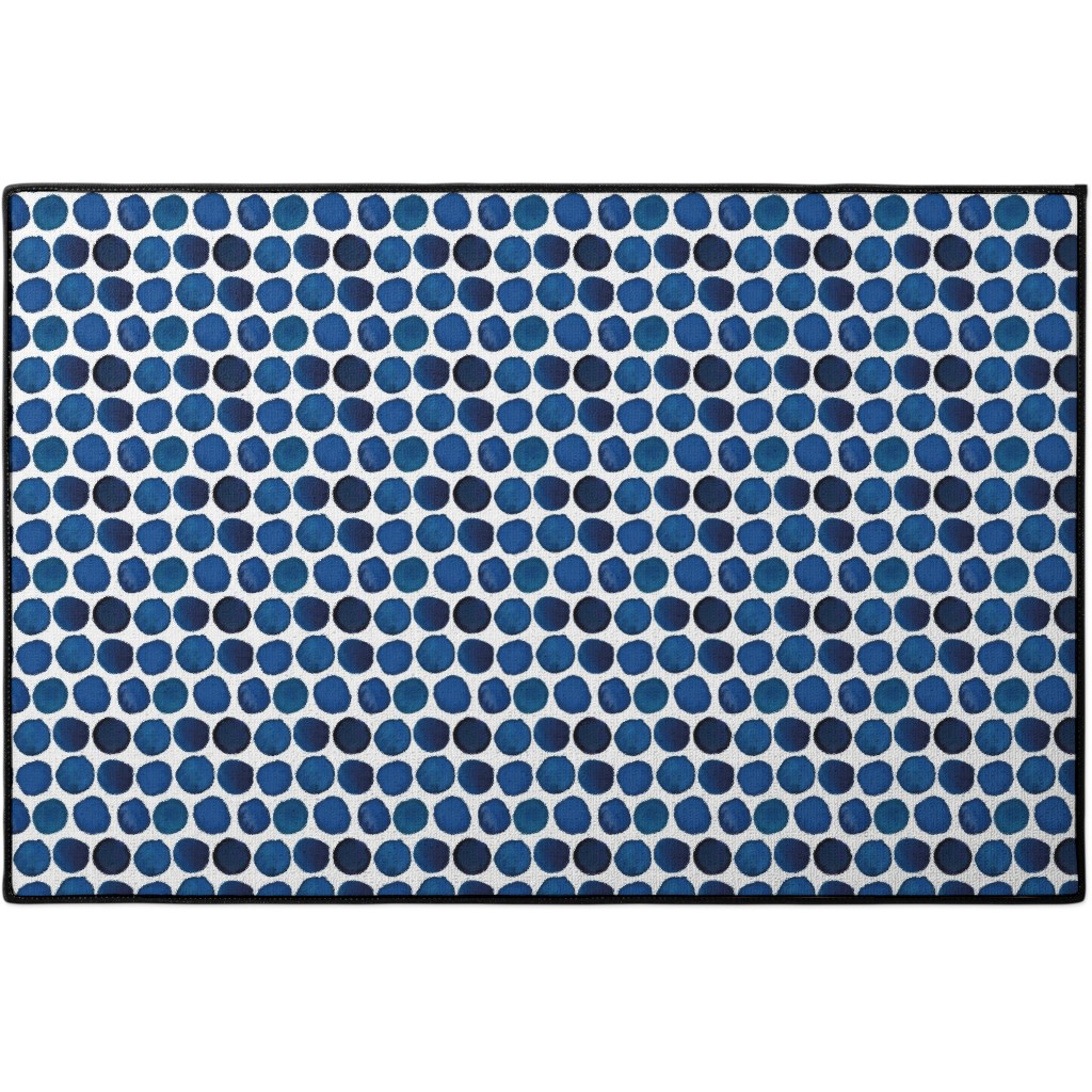 Watercolor Dots - Dark Door Mat, Blue