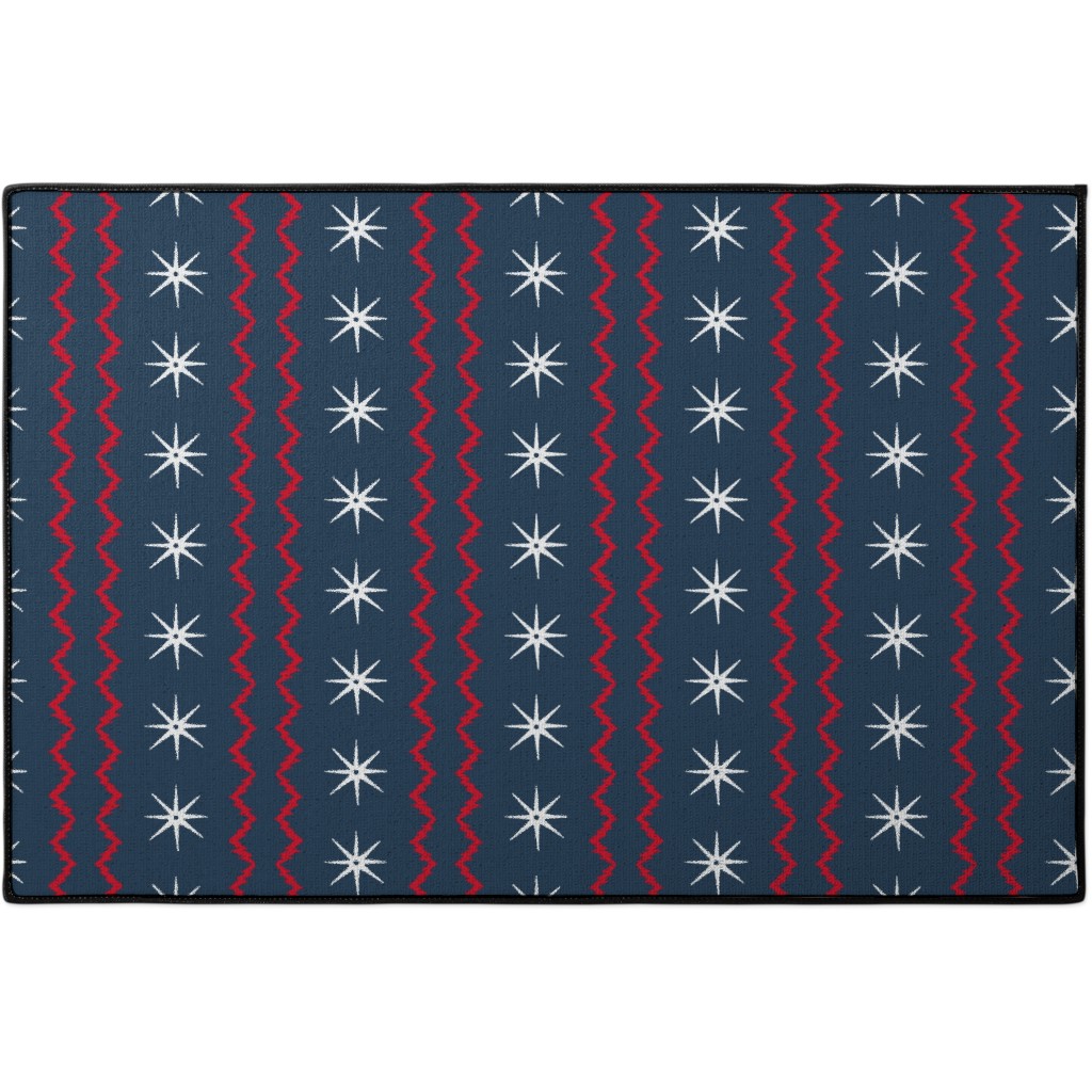 Stars and Stripes - Blue, Red and White Door Mat, Blue