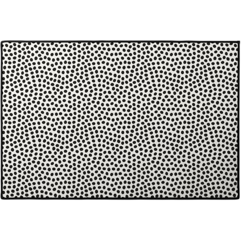 Dots - Black and White Door Mat, White