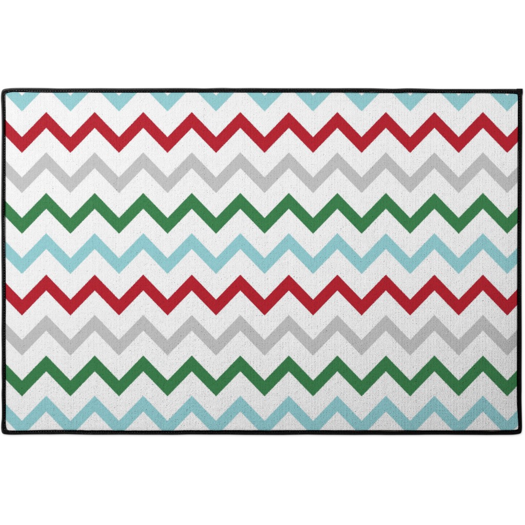 Christmas Wish Chevron - Multi Door Mat, Multicolor