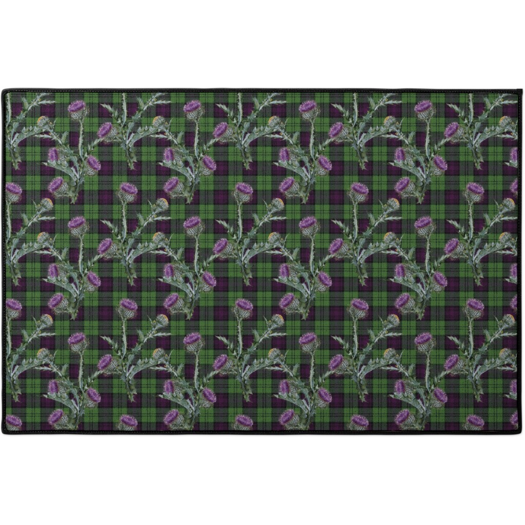 Feochadan Tartan - Green and Purple Door Mat, Green