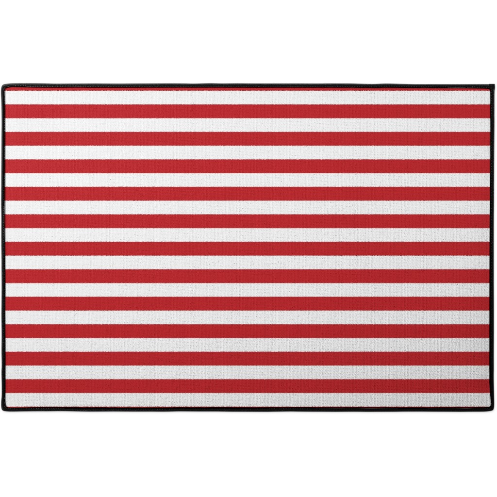 Red Stripes Door Mat, Red
