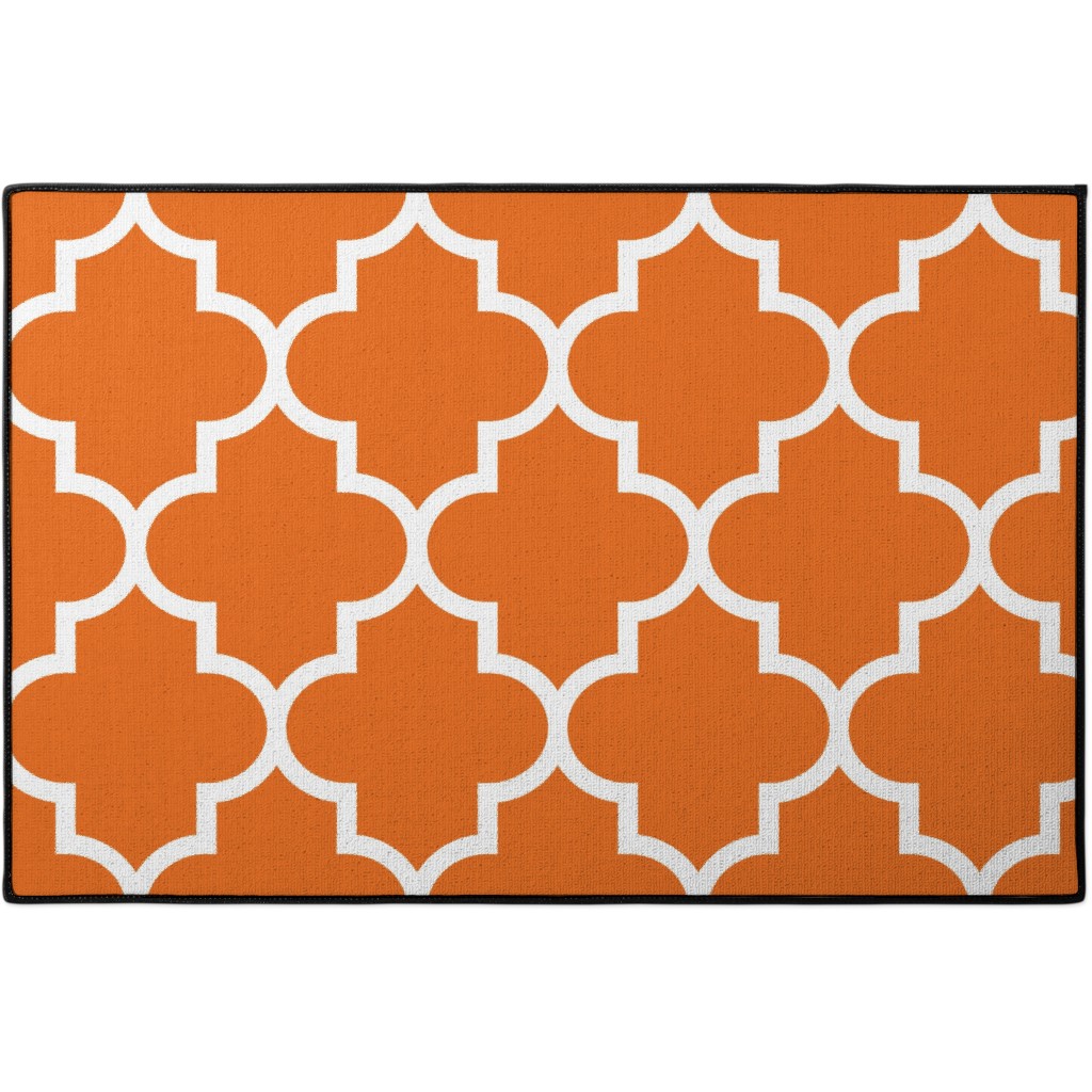 Quatrefoil - Orange Door Mat, Orange