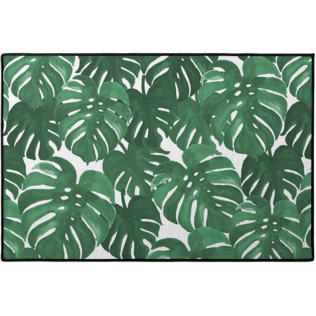 Tropical Palms - Green Door Mat, Green