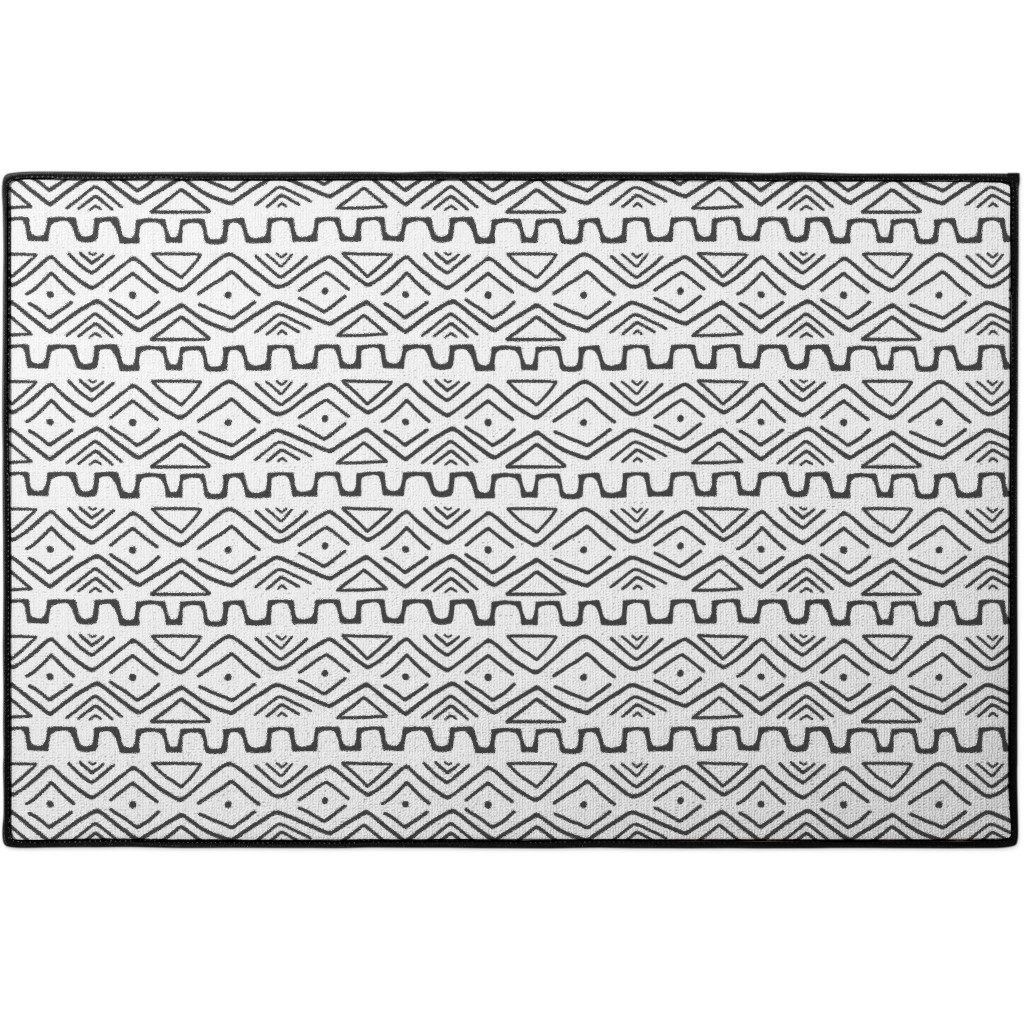 Mud Cloth - White Door Mat, White