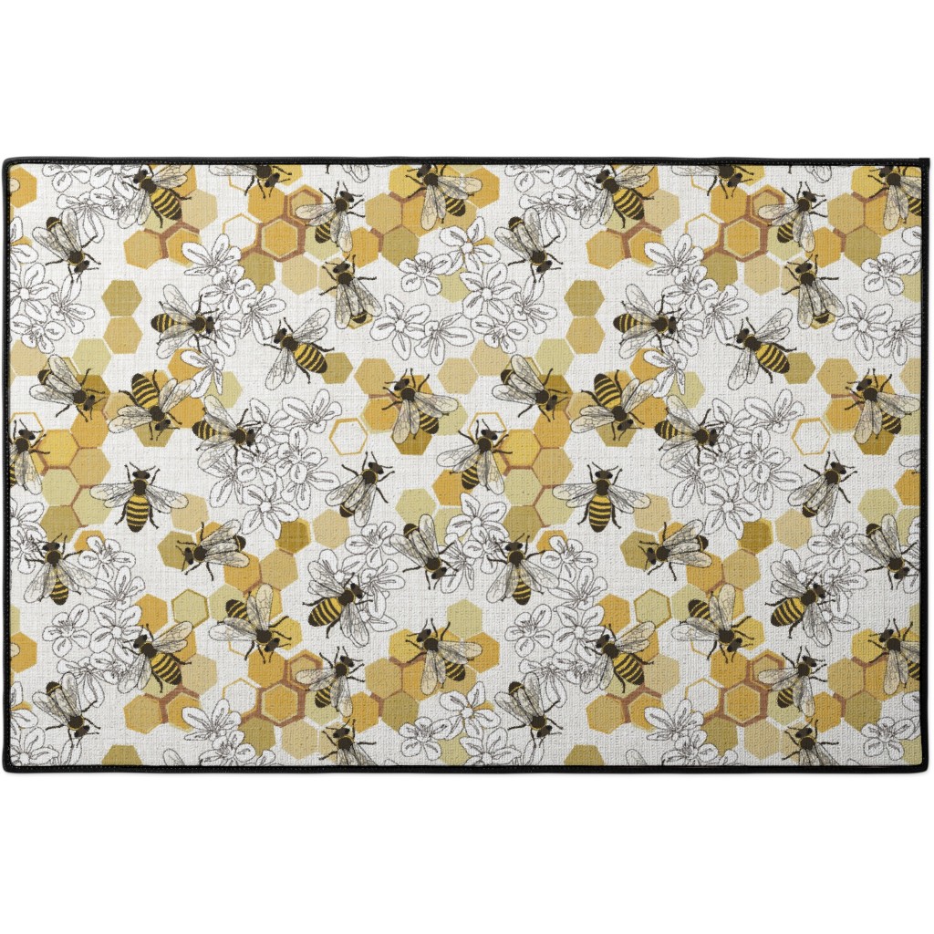Yellow Butterfly Print Door Mat
