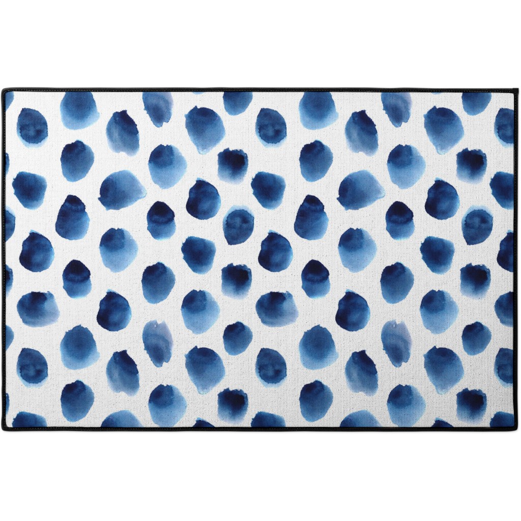 freshness larger scale watercolor blue polka dot pattern door mat