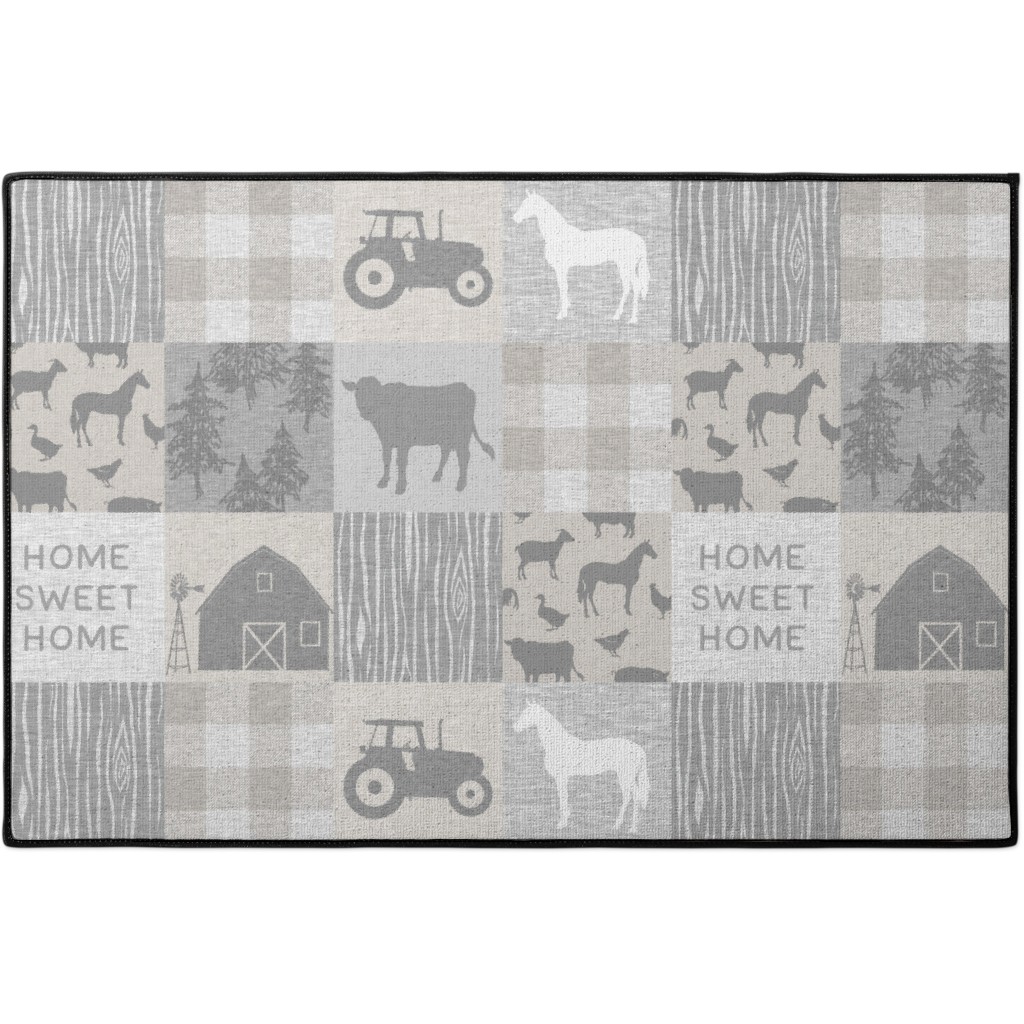 Home Sweet Home Farm - Grey and Cream Door Mat, Gray