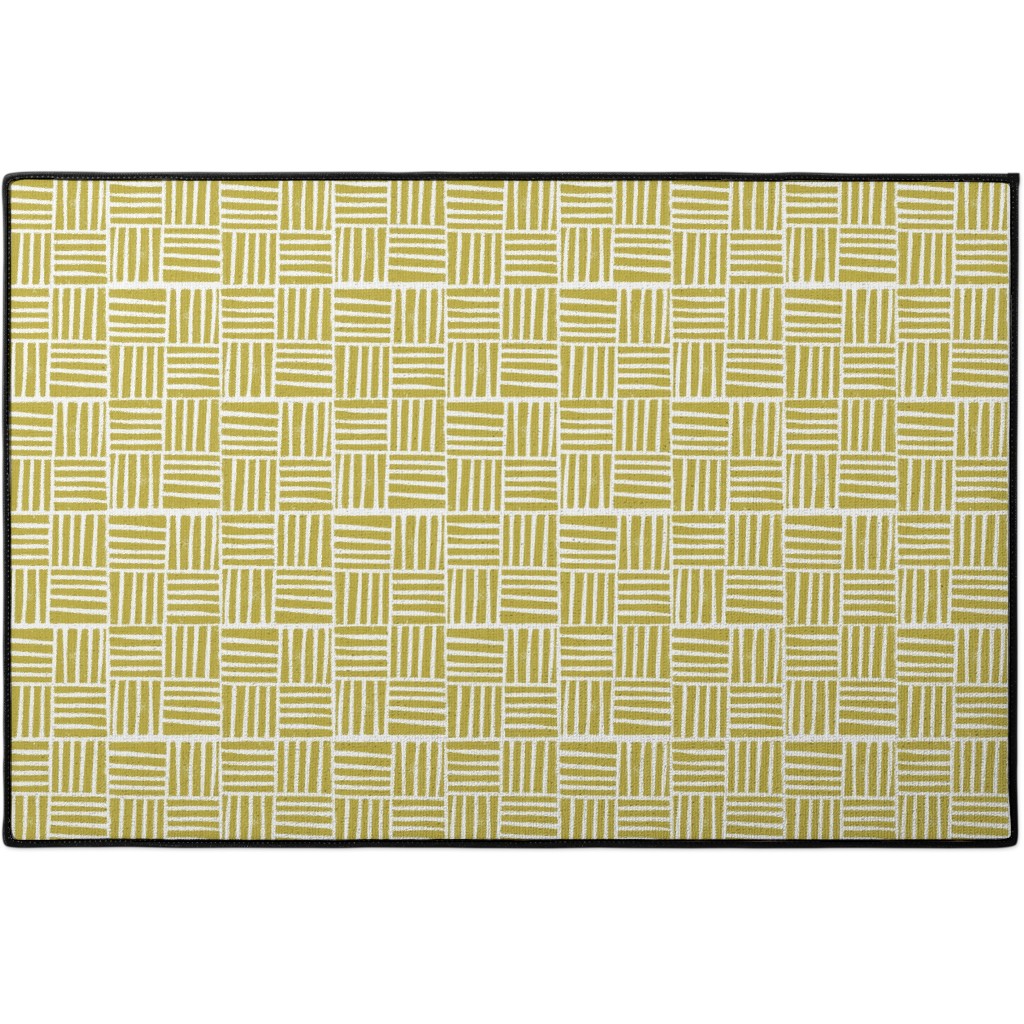 Thatch Stripe Grid - Yellow Door Mat, Yellow