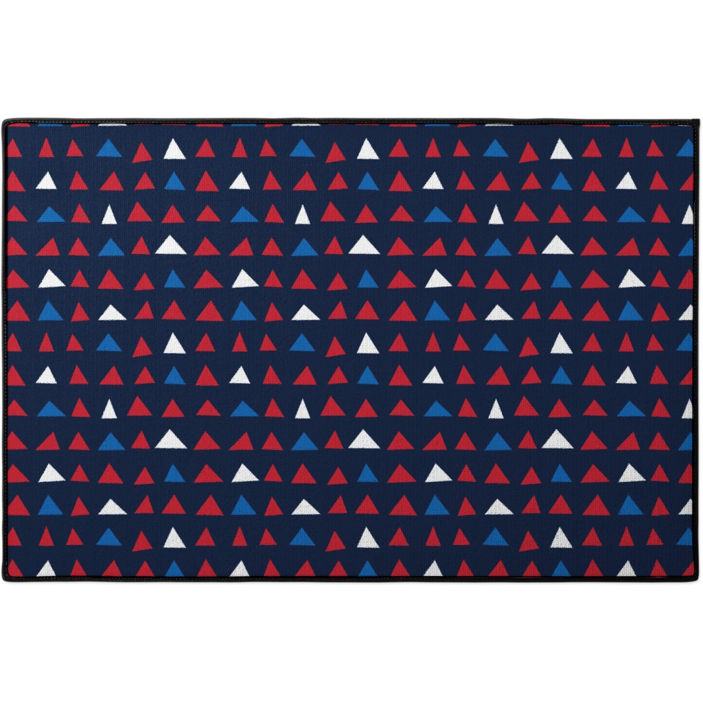 Triangles - Red White and Blue Door Mat, Blue