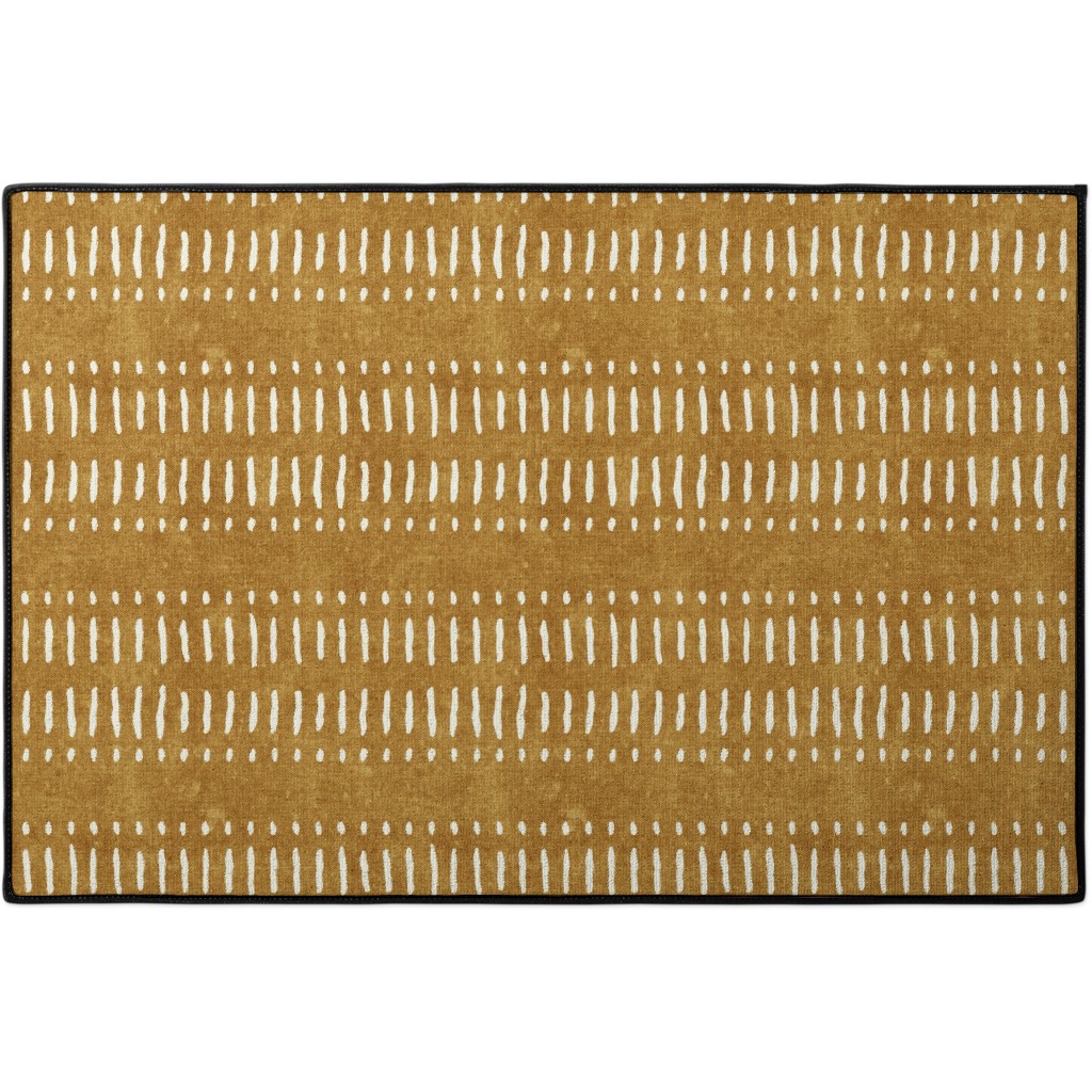Dash Dot Stripes Door Mat, Yellow