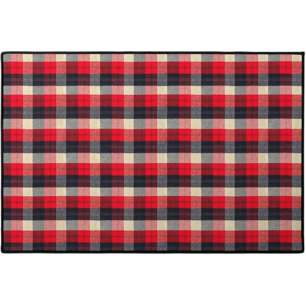 Lumberjack Flannel Buffalo Plaid - Red Door Mat, Red