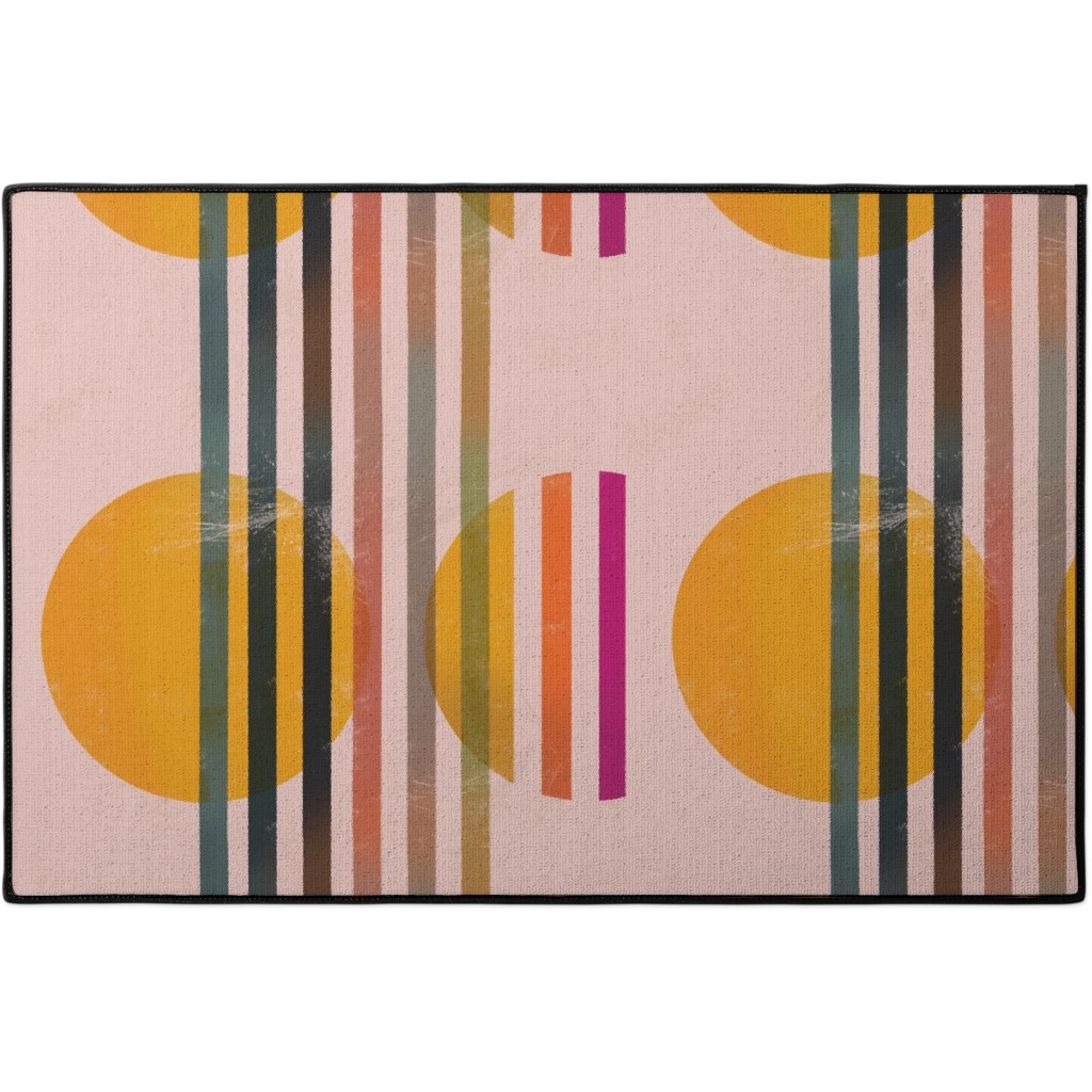 Abstract Cali Sunset - Multi on Pink Door Mat, Multicolor