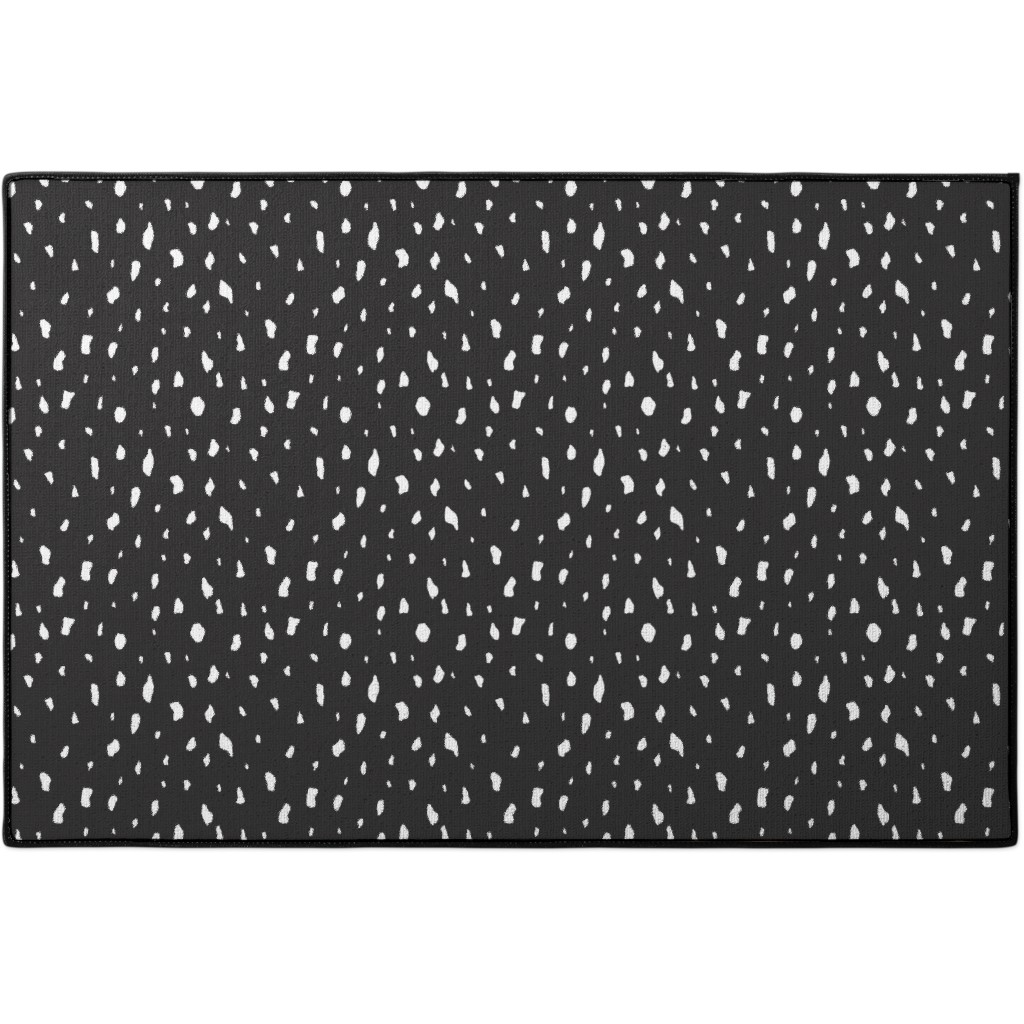 Chipped - Black and White Door Mat, Black