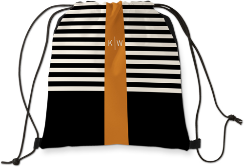 Stripe Monogram Drawstring Backpack