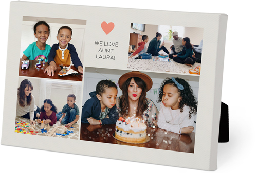 Contemporary Heart Collage Easel Back Canvas, 5x7, No Frame, Easel Back Canvas, Pink, salmon