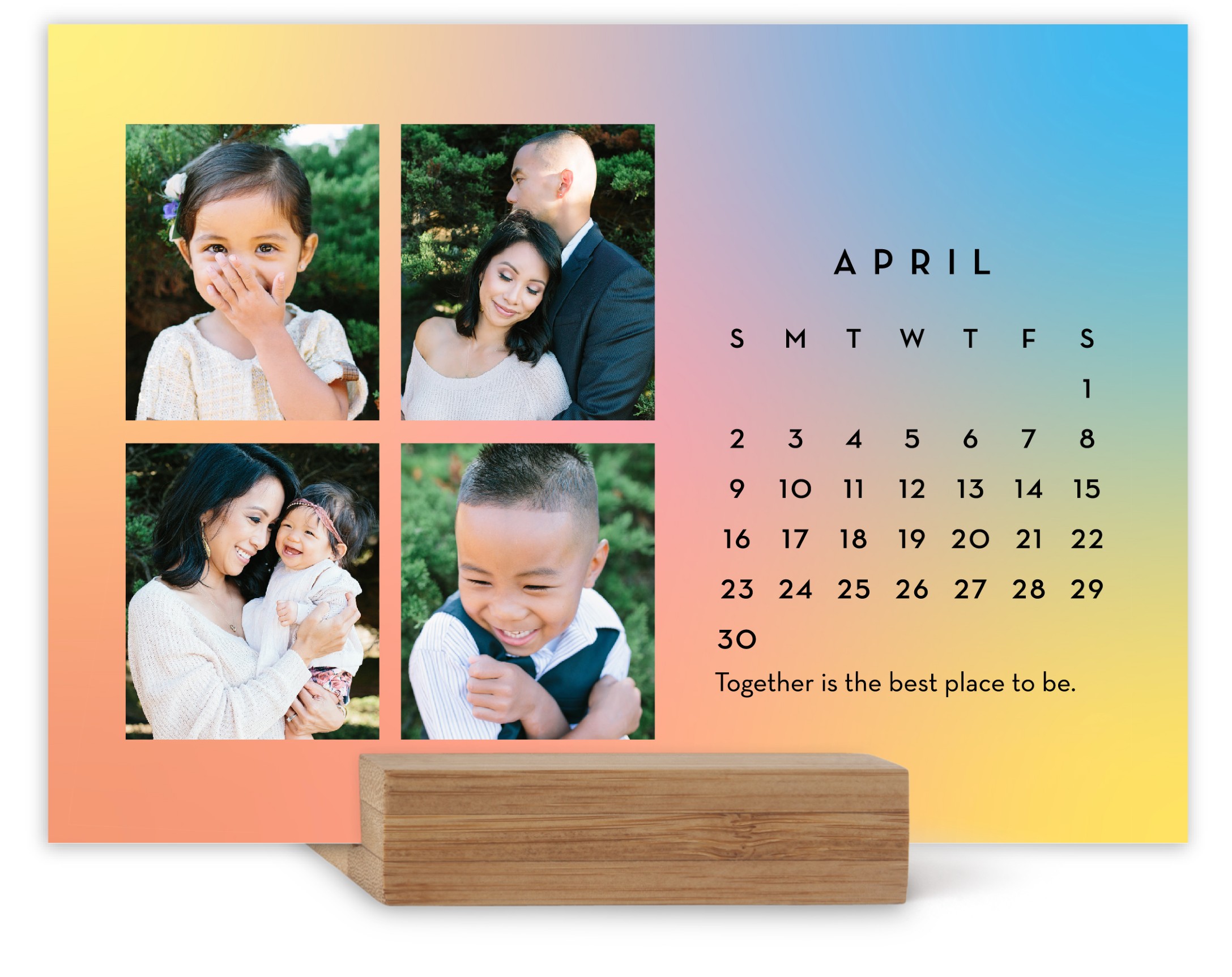 Colorful Gradients Easel Calendar, Square Corners, Multicolor