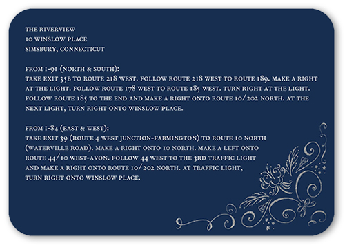 Whimsical Scrolls Wedding Enclosure Card, Blue, Pearl Shimmer Cardstock, Rounded